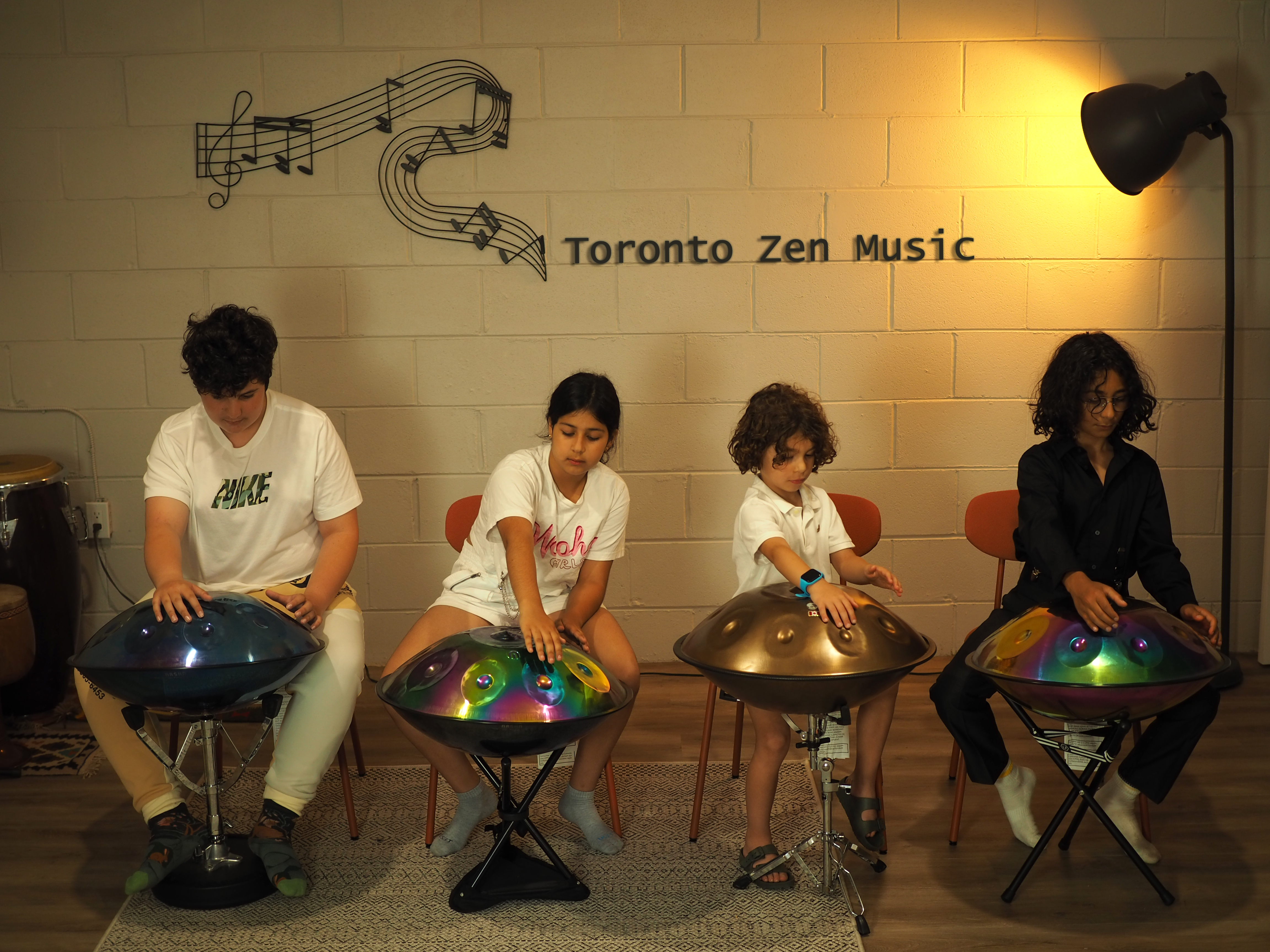 A handpan class in progress